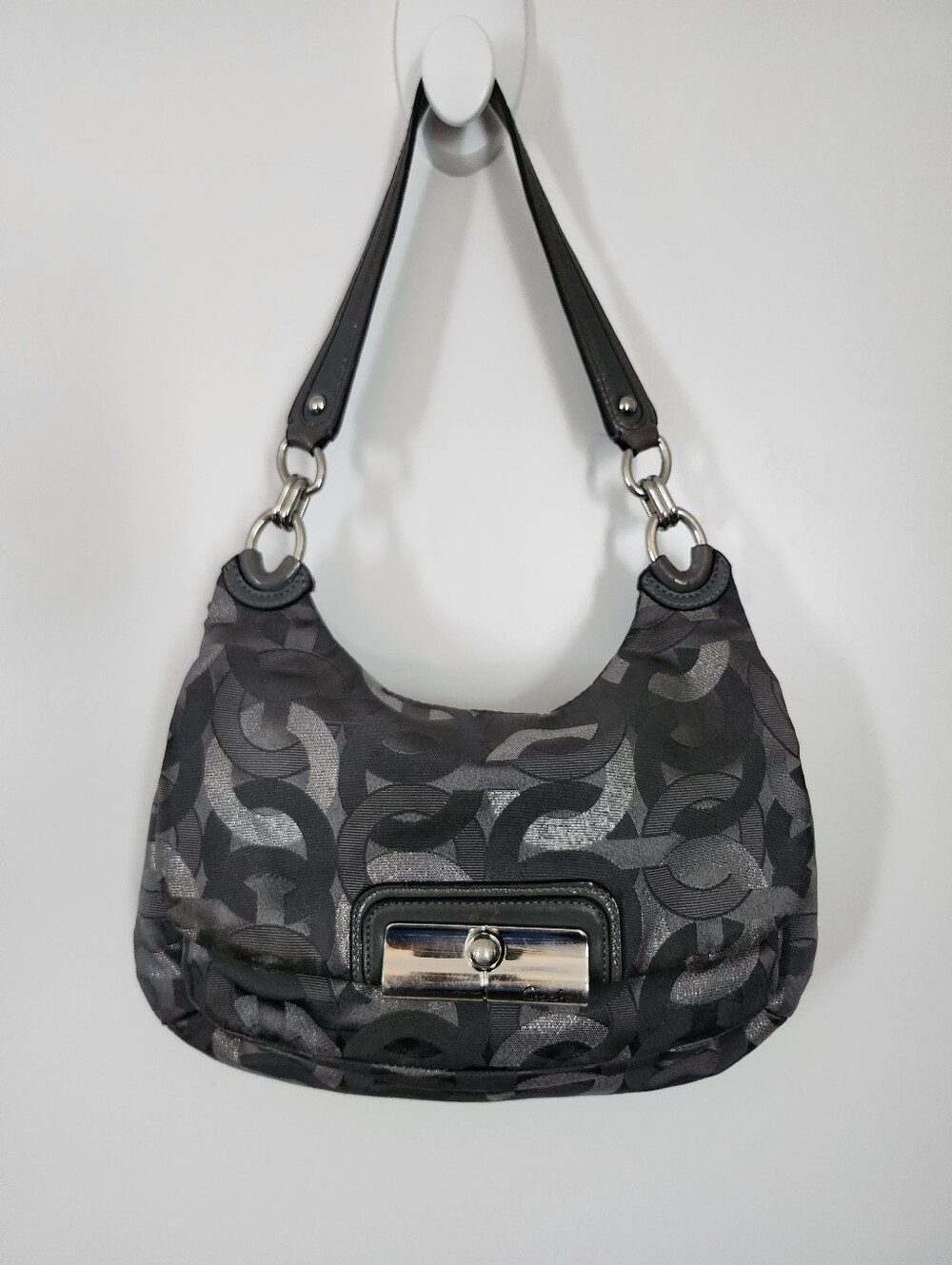 COACH Kristin‎ Hobo Shoulder Bag Grey Metallic Silver Y2K Vibe